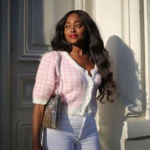 NWT Rouge Ronny Cardigan Pink Beige Sweater FR 40 US 6 8 M